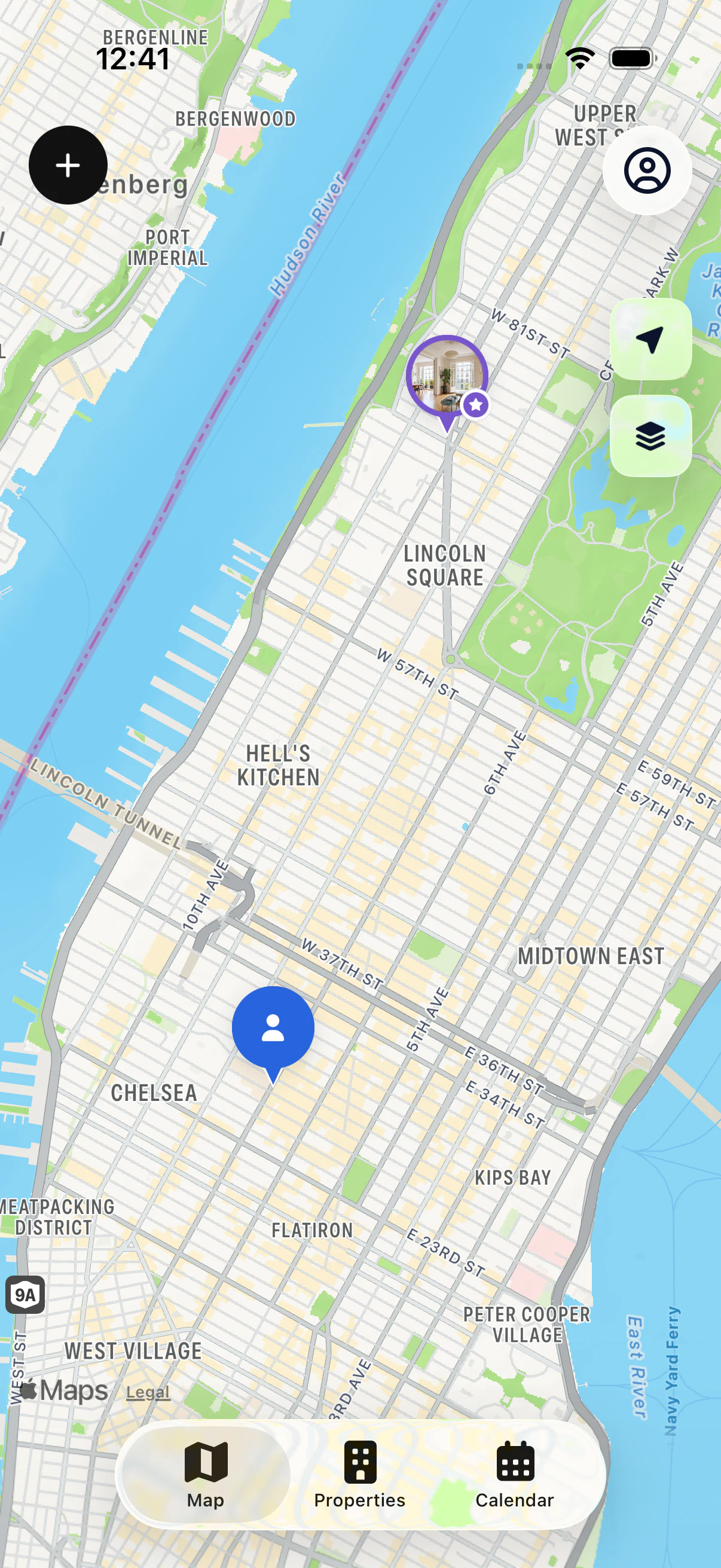 My Estate Map showing a real New York property portfolio on a dynamic map